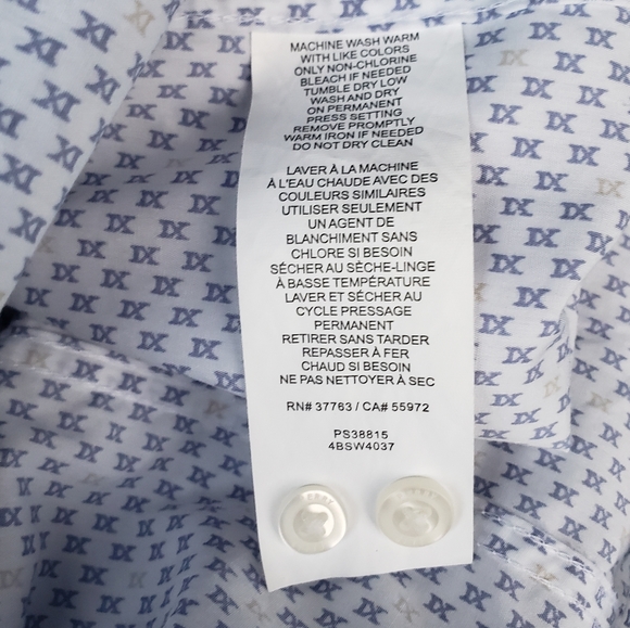 Perry Ellis Blue and White No Iron Buttonup Shirt Size XL - Picture 6 of 7